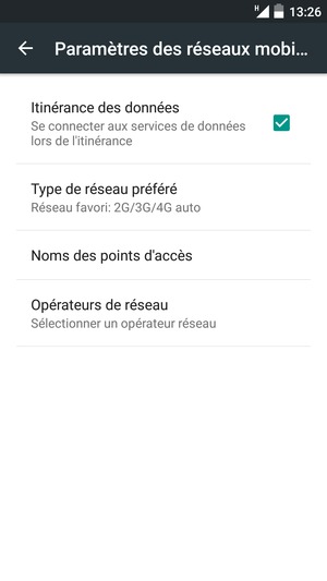 Activar o desactivar Itinérance de données