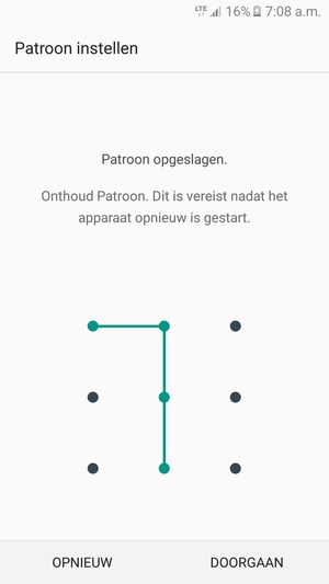 Teken een ontgrendelingspatroon en selecteer DOORGAAN