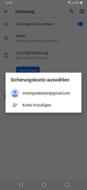 Wählen Sie Ihr Konto für Backup