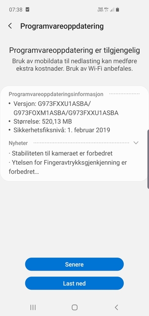 Hvis telefonen din ikke er oppdatert, velg Last ned