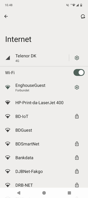 Du er nu tilsluttet Wi-Fi netværket