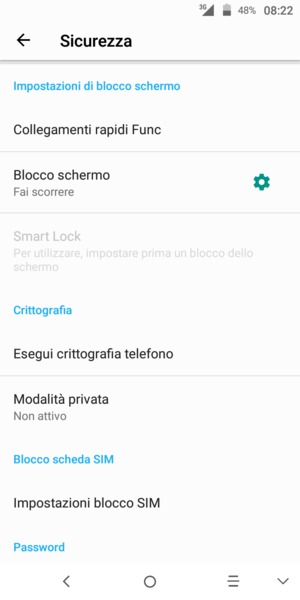 Seleziona Blocco schermo