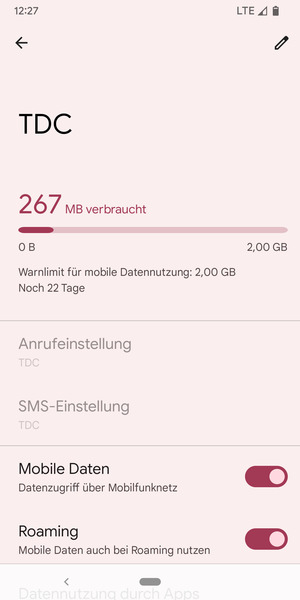 Schalten Sie Roaming an oder aus
