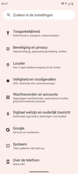 Scroll naar en selecteer Systeem