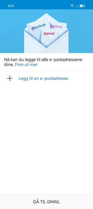 Velg Legg til en e-postadresse