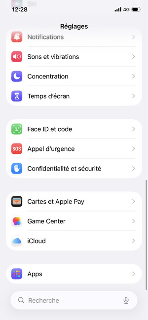 Faites défiler et sélectionnez Apps
