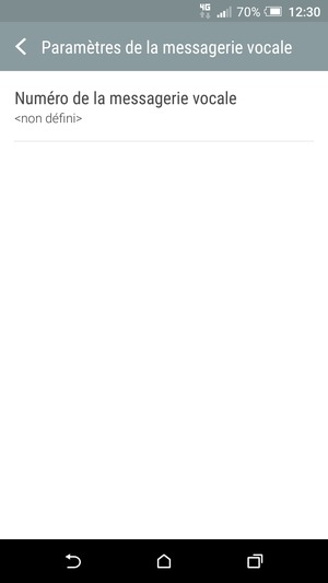 Sélectionnez Numéro de la messagerie vocale
