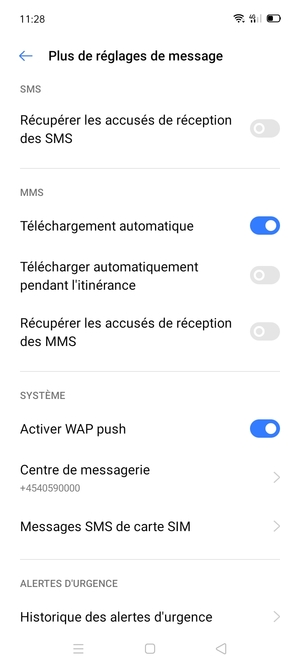 Sélectionnez Centre de messagerie