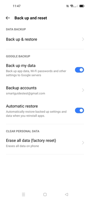 Select Backup accounts