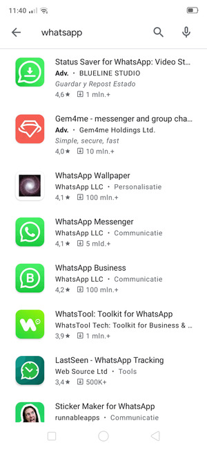 Selecteer de app