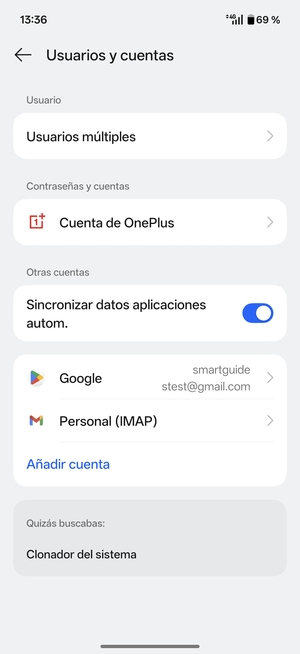 Seleccione su cuenta Google