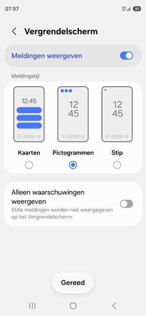 Selecteer uw voorkeursopties en selecteer Gereed