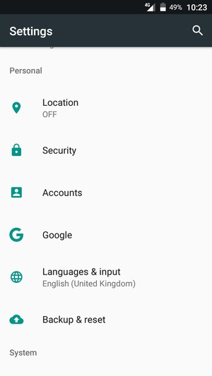 Scroll to and select Security