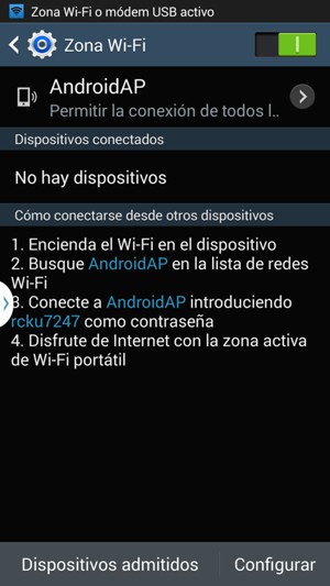 El teléfono ha sido configurado para su uso como módem