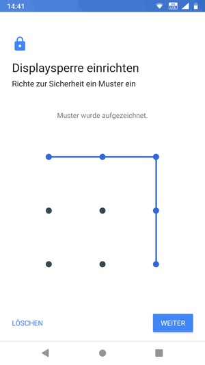 Zeichnen Sie ein Entsperrmuster und wählen Sie WEITER