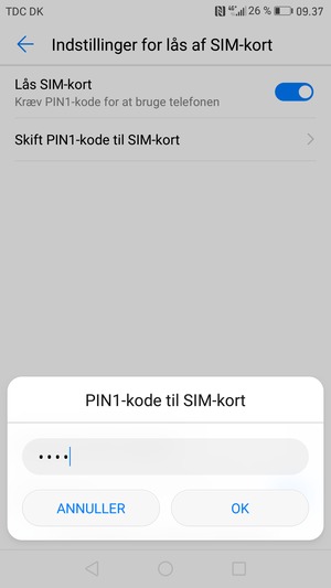 Indtast din Gamle PIN-kode til SIM-kort og vælg OK