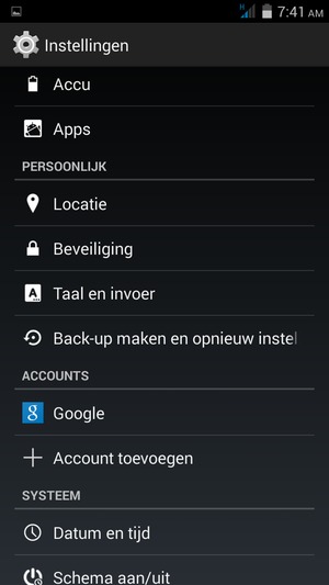 Scroll naar en selecteer Google