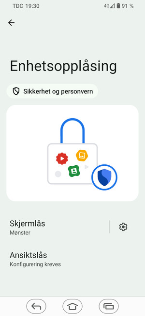 Telefonen din er nå sikret med en skjermlås