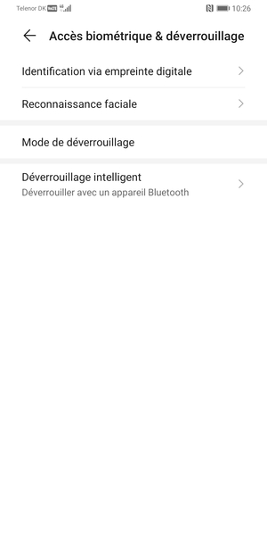 Sélectionnez Mode de déverrouillage