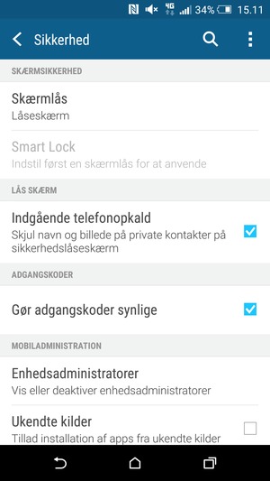 Vælg Skærmlås