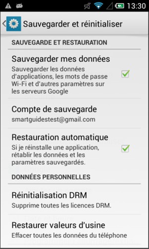 Cochez la case Sauvegarder mes données