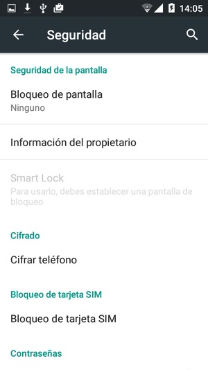 Seleccione Bloqueo de pantalla