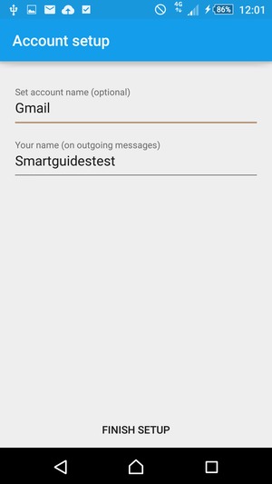 Give your account a name and enter your name. Select FINISH SETUP