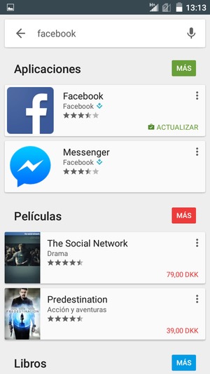 Seleccione la aplicación