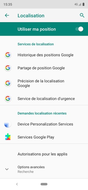 Désactiver le Localisation
