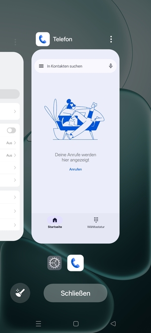 Wählen Sie Schließen, um alle laufende Apps zu schließen