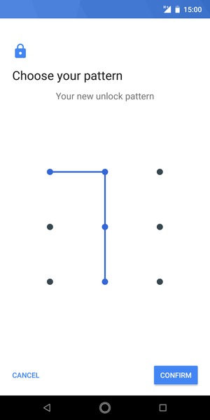 Draw the unlock pattern again and select CONFIRM