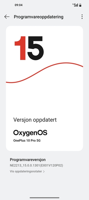 Hvis telefonen din er oppdatert, vil du se følgende skjermbilde