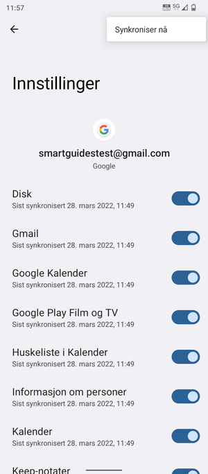 Velg Synkroniser nå