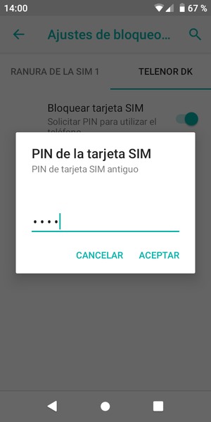 Introduzca su PIN de tarjeta SIM antiguo y seleccione ACEPTAR