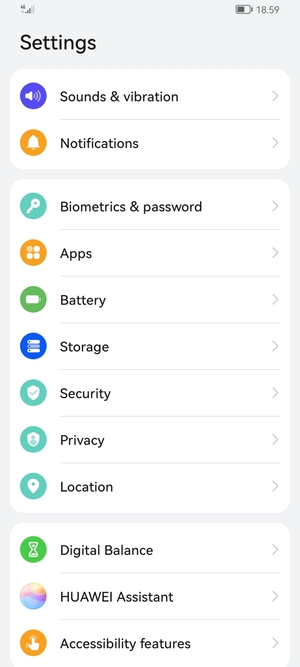 Scroll to and select Security