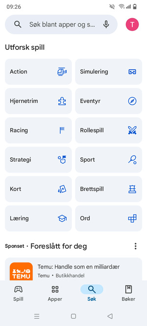 Velg søkefelt
