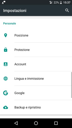 Scorri e seleziona Account