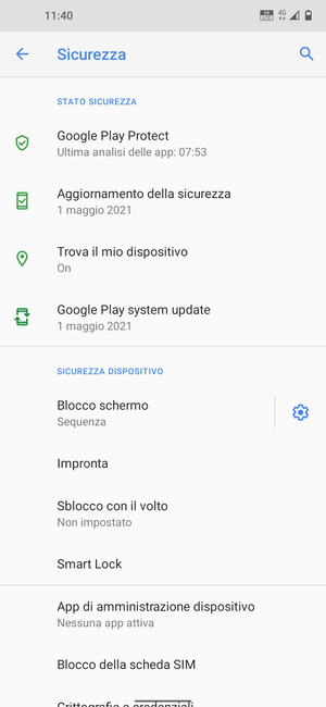 Seleziona Blocco della scheda SIM
