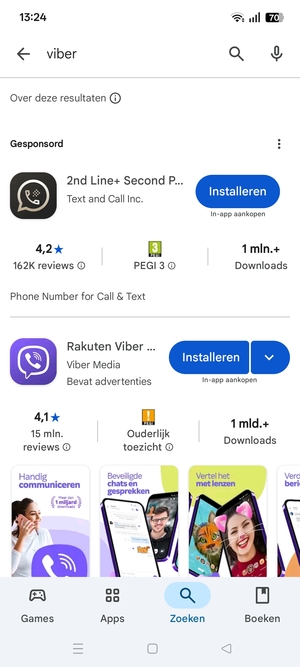 Selecteer de app