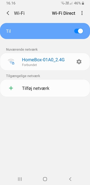 Du er nu tilsluttet Wi-Fi netværket