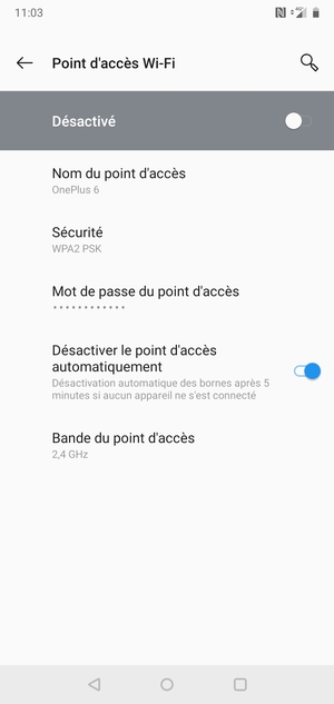 Sélectionnez Mot de passe du point d'accès