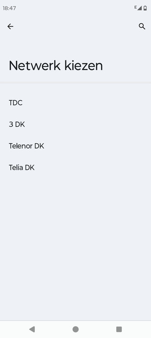 Selecteer een netwerkoperator uit de lijst