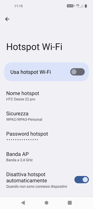 Seleziona Password hotspot