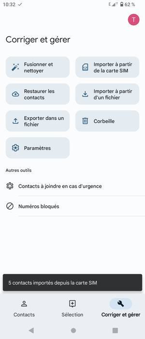 Vos contacts vont être enregistrés sur votre compte Google et dans votre téléphone lors de la prochaine synchronisation de Google.