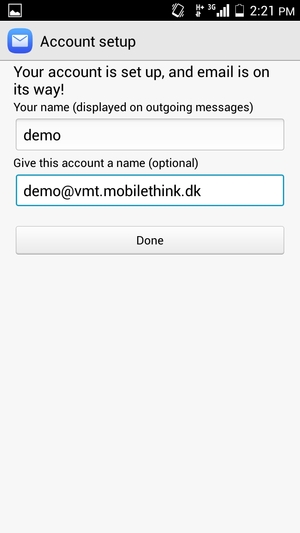 Give your account a name and enter your name. Select Done / Next