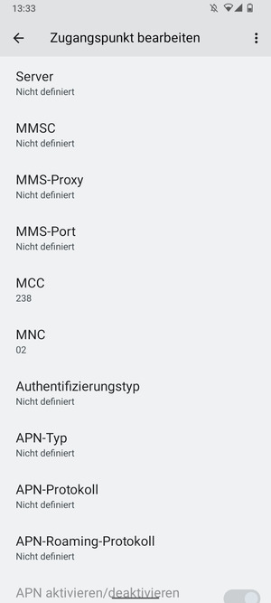 Scrollen Sie nach unten und geben Sie MMS-Informationen ein
