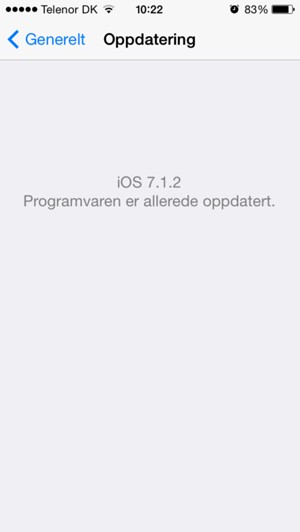 Hvis din iPhone er oppdatert, vil du se følgende skjermbilde.