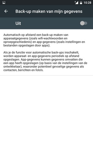 Schakel Back-up maken van mijn gegevens in