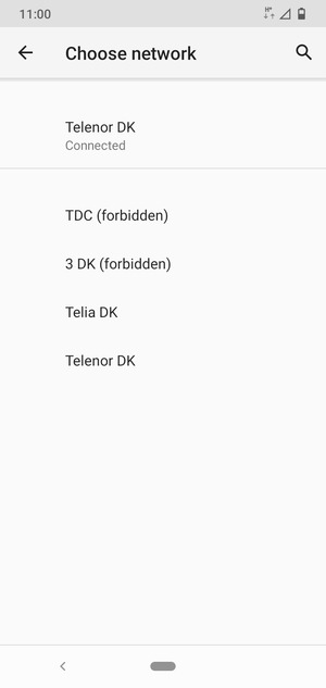Select a network operator from the list