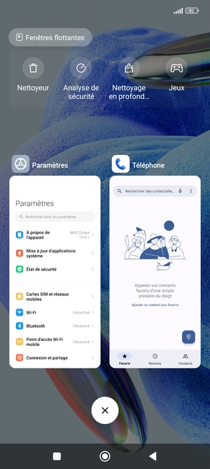 Sélectionnez l'icône Supprimer pour fermer toutes les applis en cours d'exécution